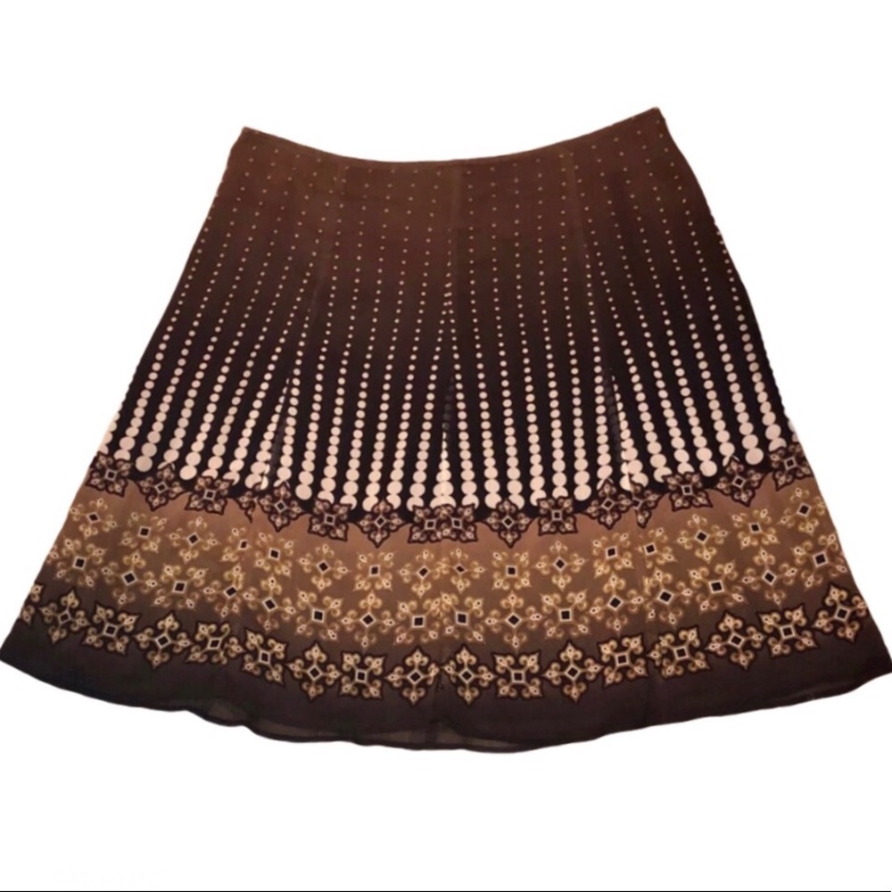 LIZ & CO—WOMEN’S PLUS—BROWN & IVORY BOHO/BUBBLY PRINT FULLY LINED SKIRT!!